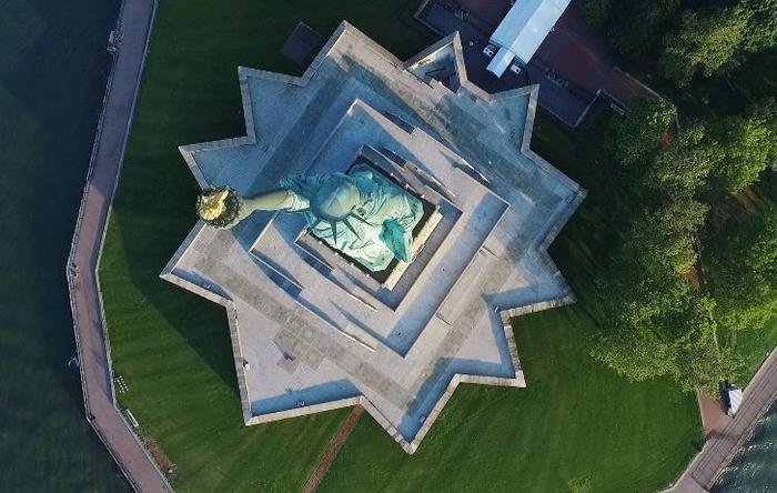 The Statue Of Liberty From High Above
